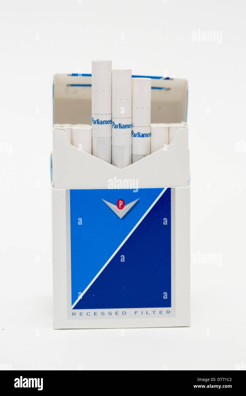 A pack of Parliament cigarettes.  Stock Photo