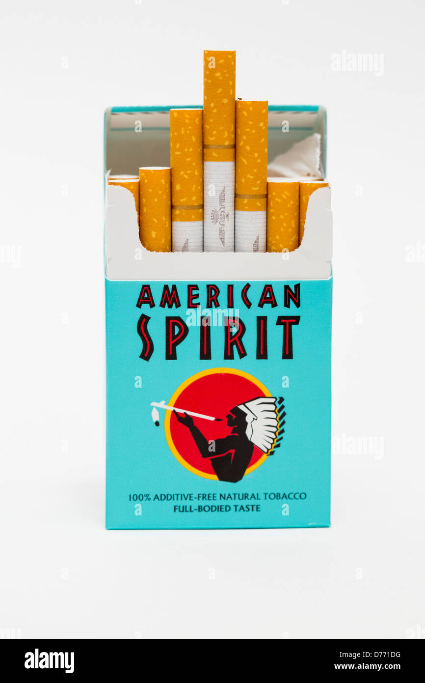 A pack of American Spirit cigarettes.  Stock Photo