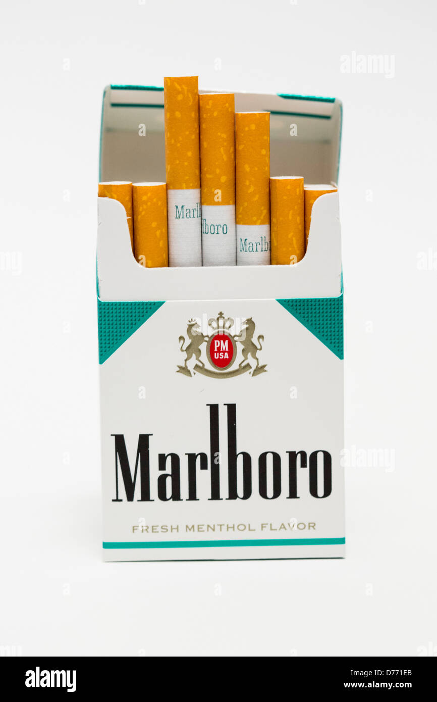 A pack of Marlboro Menthol cigarettes. Stock Photo