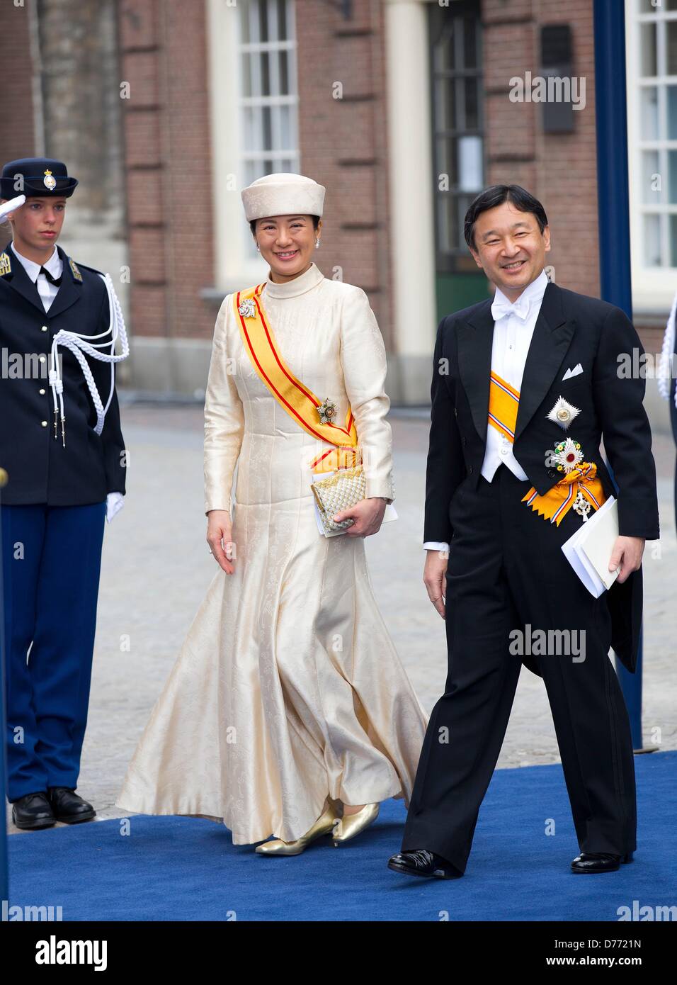 Amsterdam, Netherlands. 30th April 2013. Crown Prince Naruhito of Japan and Princess Masako of Japan leaves the Nieuwe Kerk in Amsterdam, , where the investiture of the new king took place. Photo: Albert Nieboer /  / Alamy Live News Stock Photo