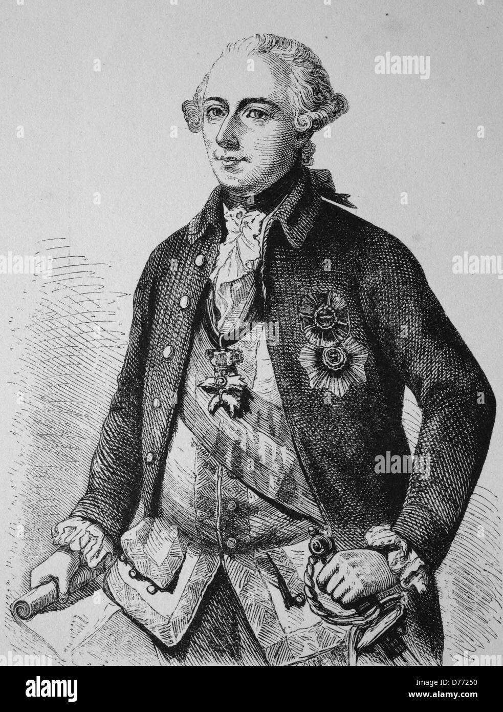 Joseph II of Austria, 1741 - 1790, Holy Roman Emperor, woodcut from 1880 Stock Photo