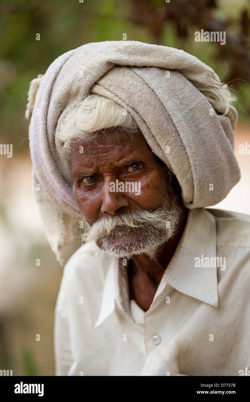 Old Indian man with mustache India Stock Photo