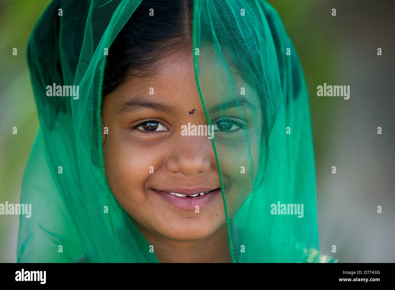 Indian girl Shalini with veil Andhra Pradesh South India Stock Photo ...