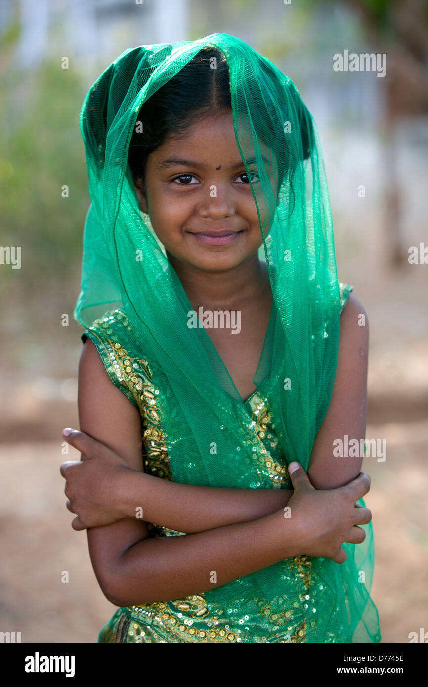 Indian girl Shalini with veil Andhra Pradesh South India Stock Photo ...