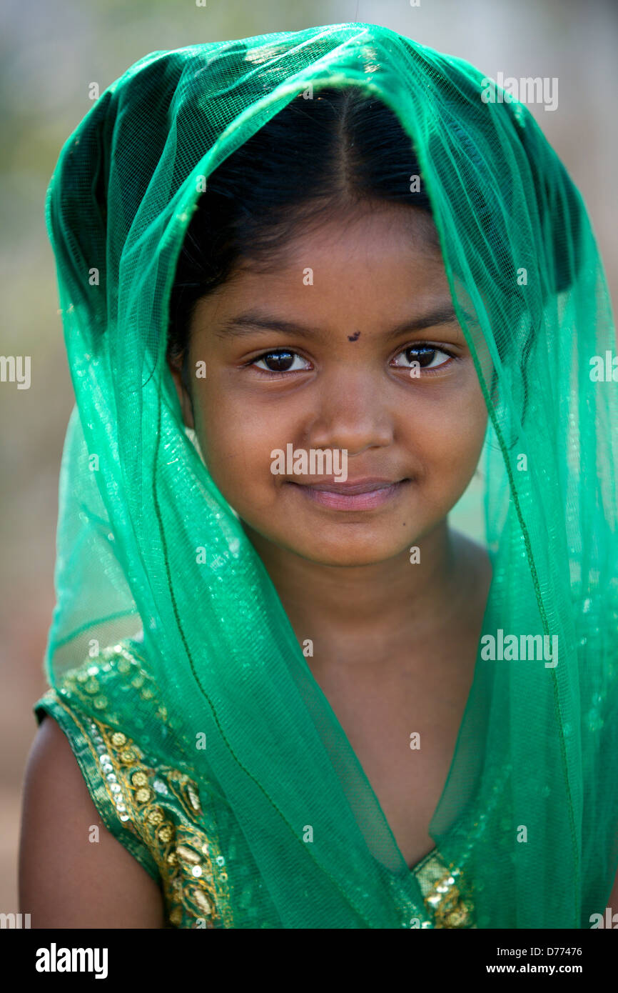 Indian girl Shalini with veil Andhra Pradesh South India Stock Photo ...