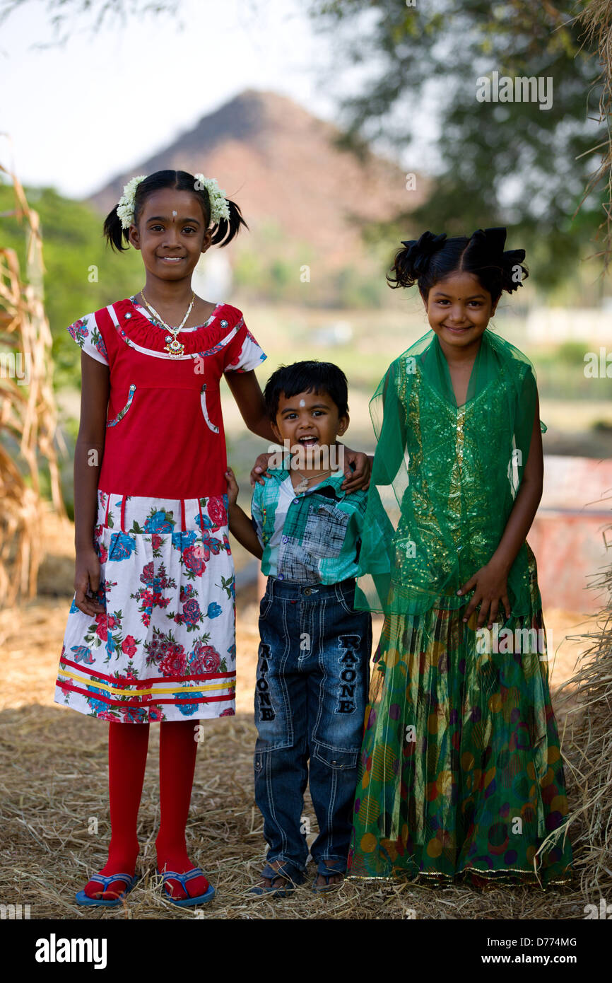 Indian children Andhra Pradesh South India Stock Photo