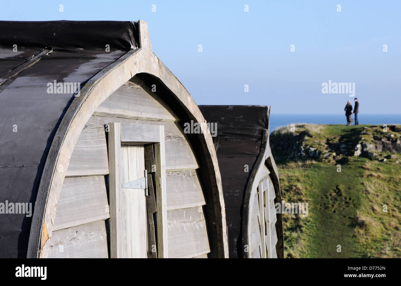 Upturned herring boats used as huts on Holy Island Stock Photo Alamy