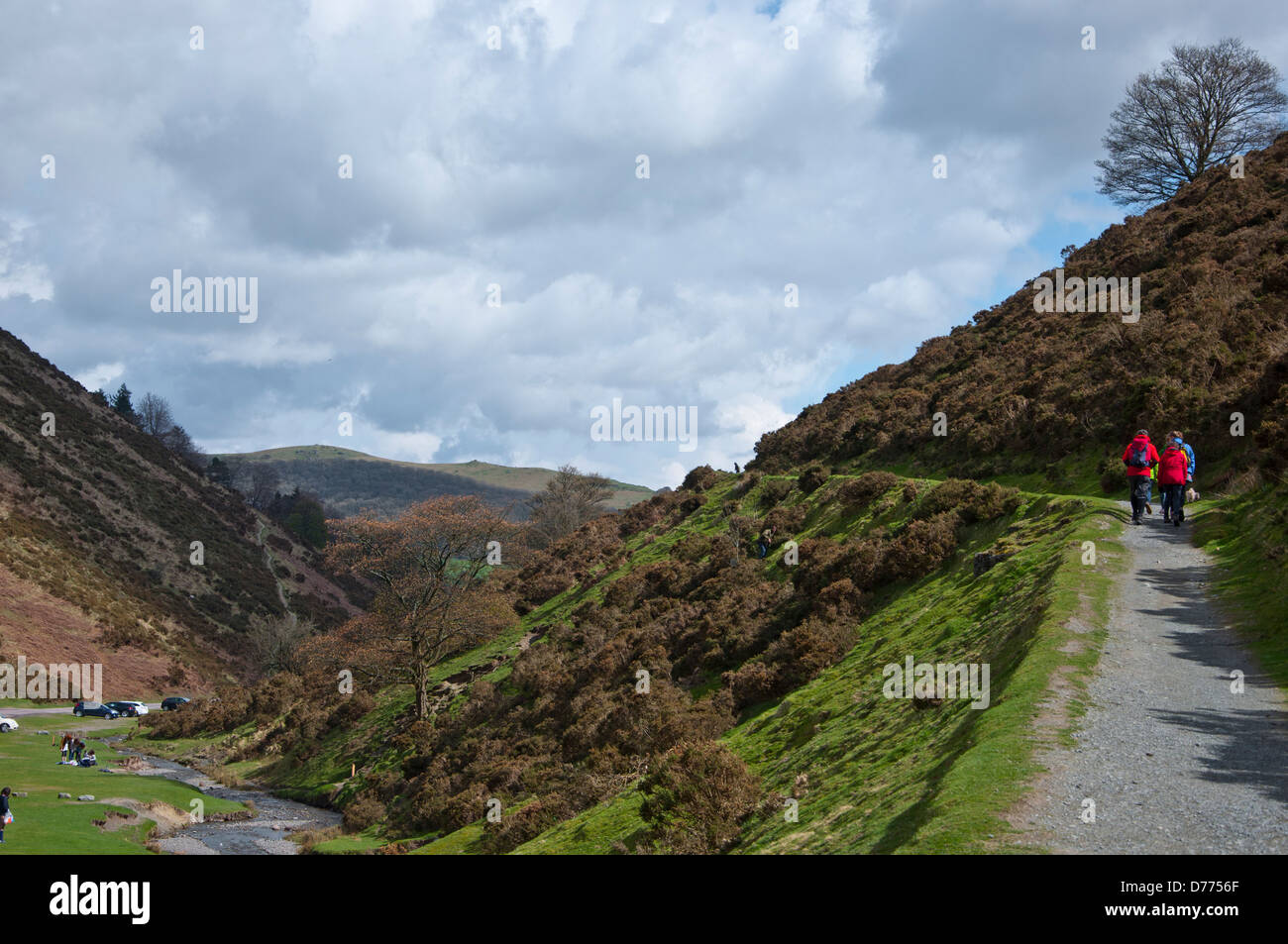 Carding Mill Valley The Long Mynd Footpaths walkers Stock Photo