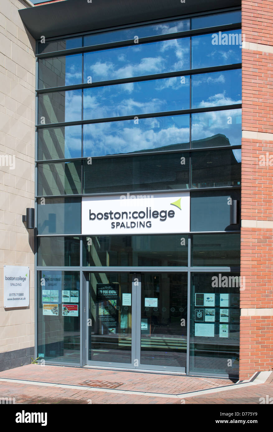 Entrance Boston College building Spalding England UK Stock Photo