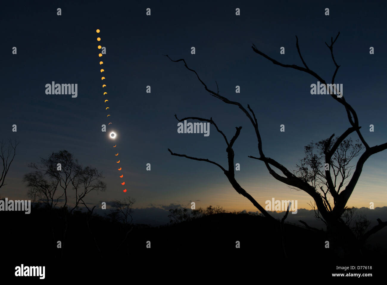 Australia Queensland View total solar eclipse multiple exposure