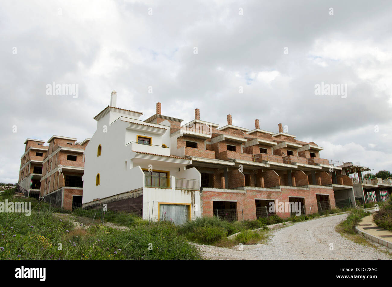 Unfinished town houses due to financial crisis Stock Photo
