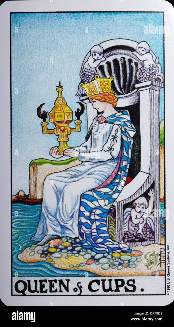 Tarot Card 'Queen of Cups' Stock Photo - Alamy