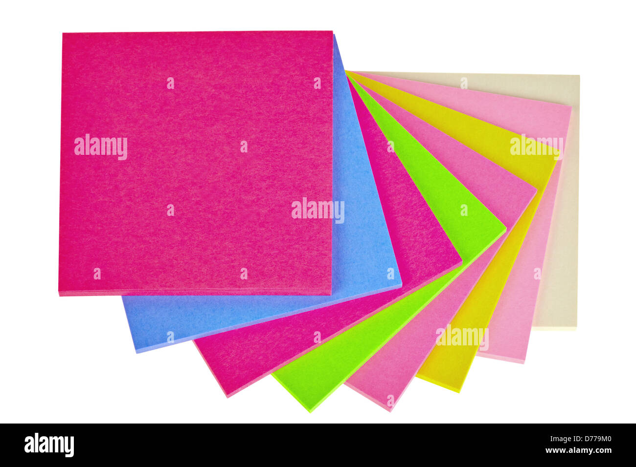 Colorful note papers on white Stock Photo