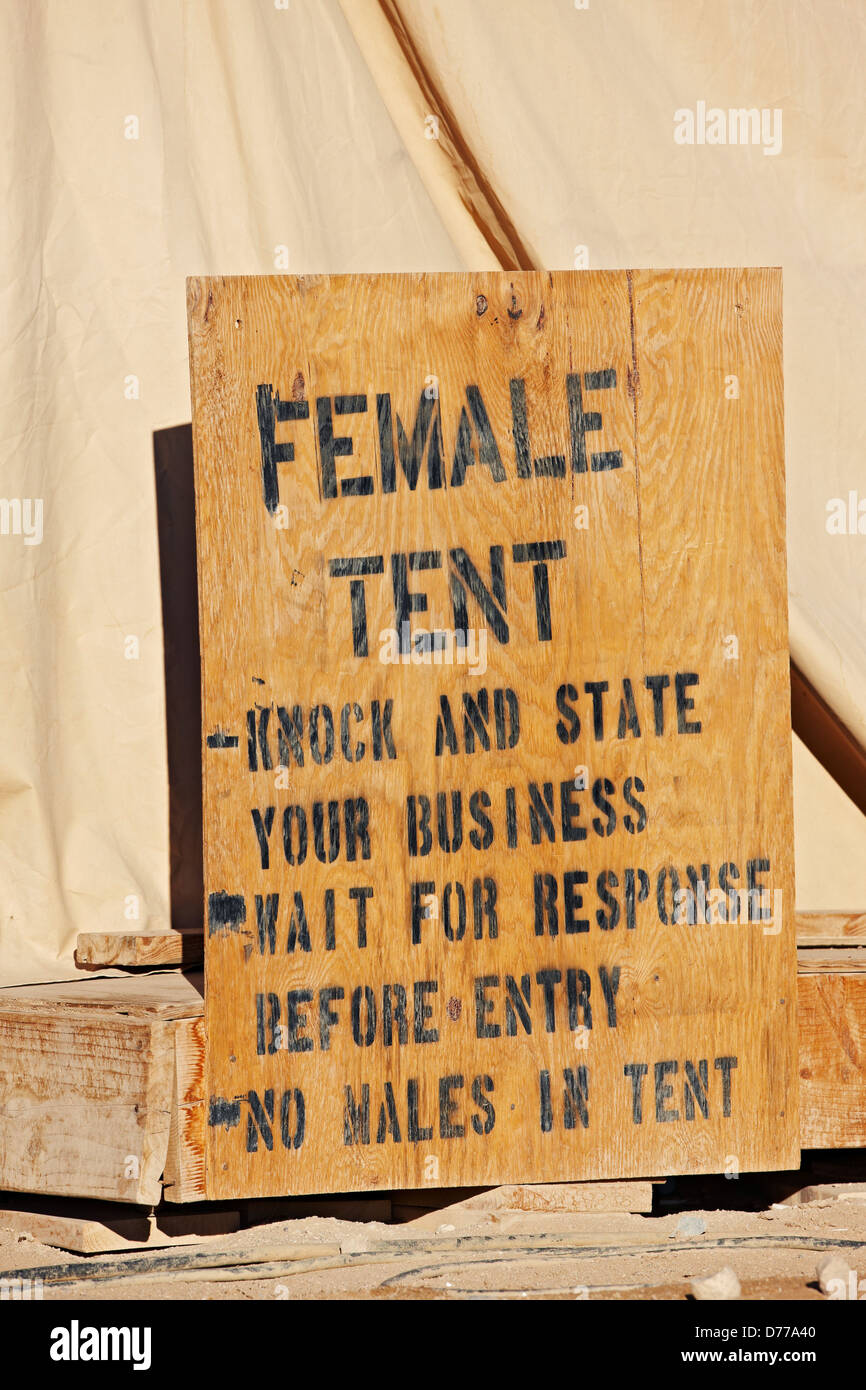 A Makeshift Sign Identifying Tent as Female Tent at U.S. Marine Corps ...