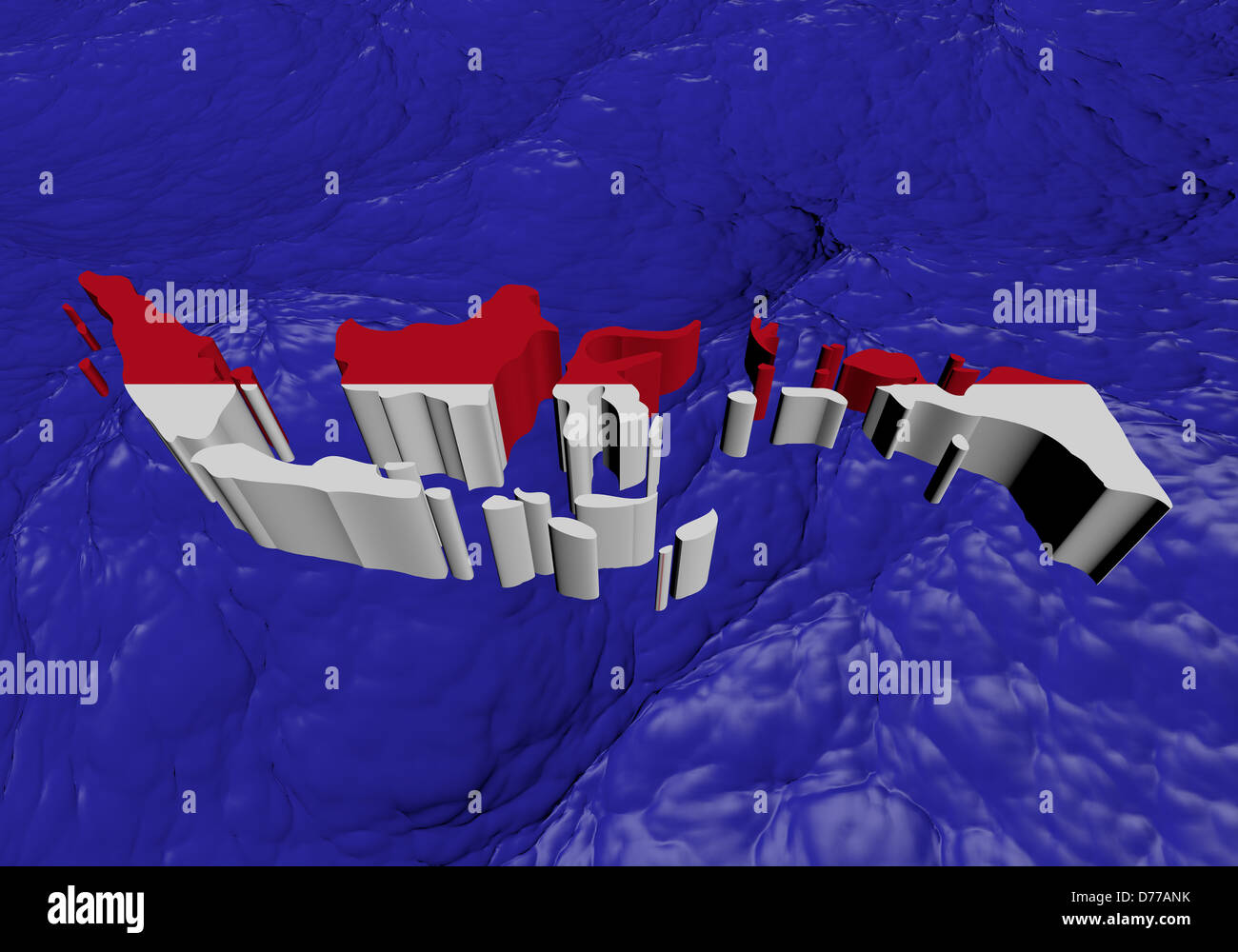 Indonesia map flag in abstract ocean illustration Stock Photo - Alamy