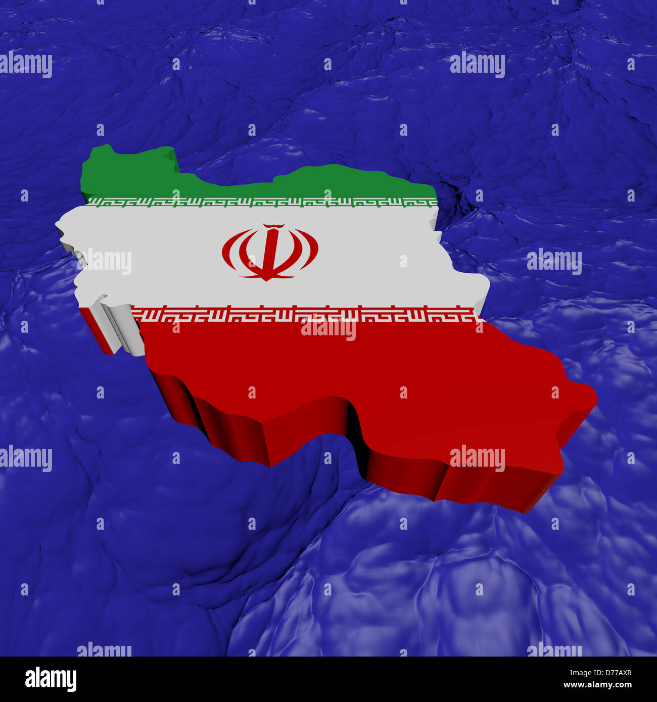 Iran map flag in abstract ocean illustration Stock Photo
