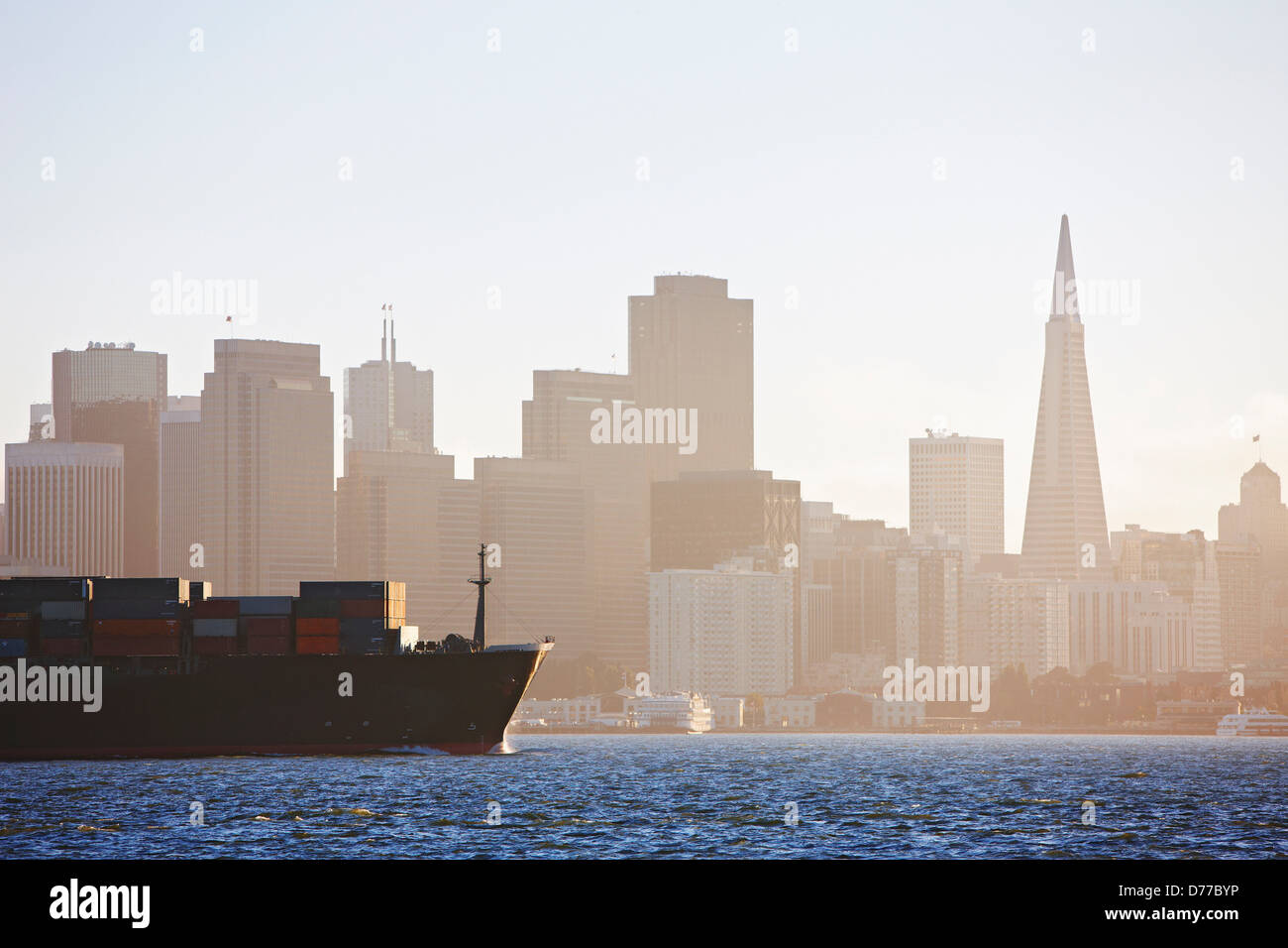 Loaded Container Ship Passes San Francisco Stock Photo