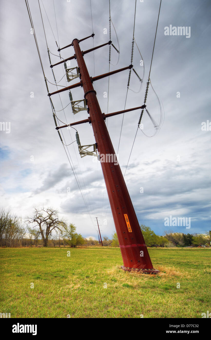 High Voltage Power Lines Power Line Tower Distorted Perspective HDR