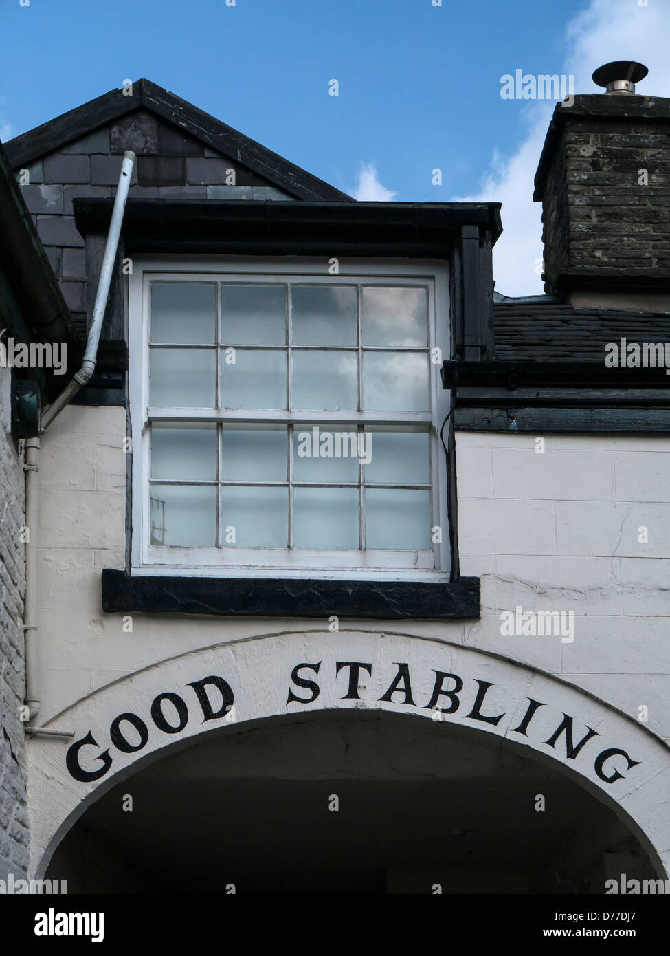BUXTON, DERBYSHIRE, UK - APRIL 20, 2013:  Sign on The Sun Inn Pub, an old Coaching Inn Stock Photo