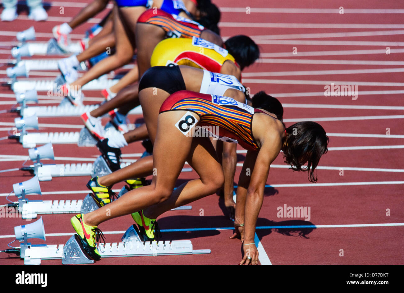 Start Of Olympic Race Women Runners In Stadium Atlanta 1996 Stock Photo Alamy
