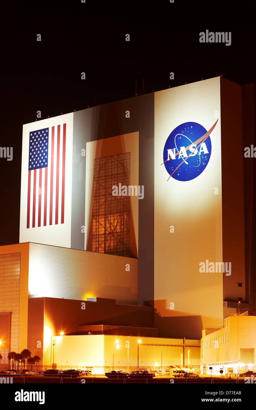 Night view Vehicle Assembly Building at Launch Complex 39 NASA Kennedy ...