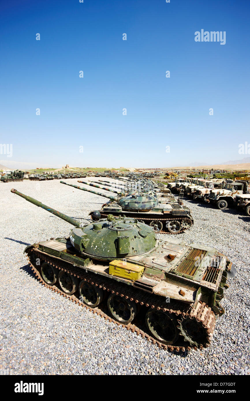 Afghanistan Pol-e Charkhi Line T-55 Tanks Stock Photo