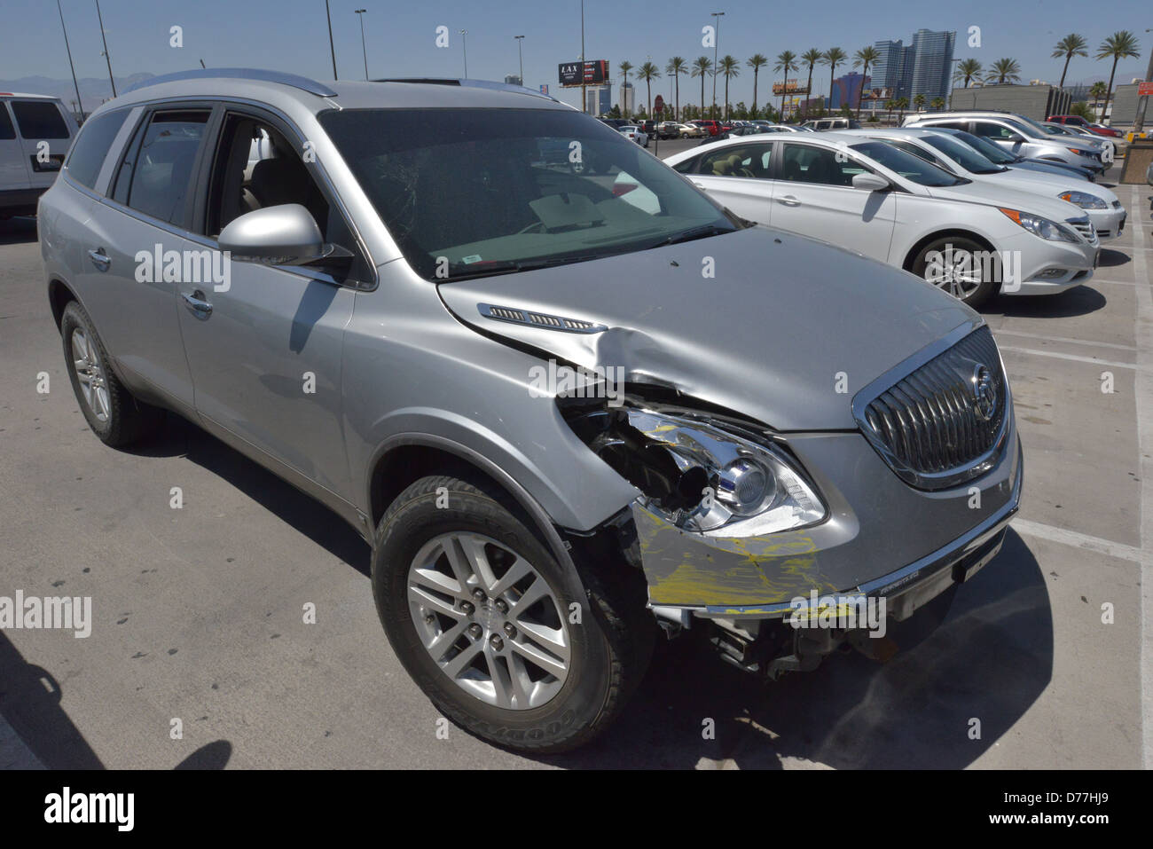 An abandoned car in the car lot at the Luxor hotel Las Vegas Stock