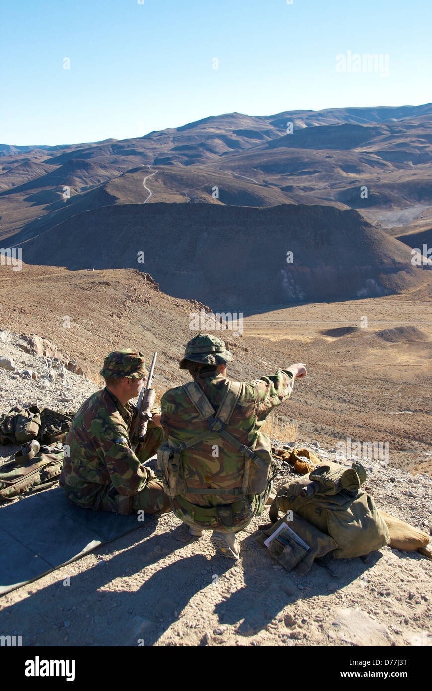 British Royal Marine Commandos during mountain sniper training Hawthorne Nevada USA Stock Photo