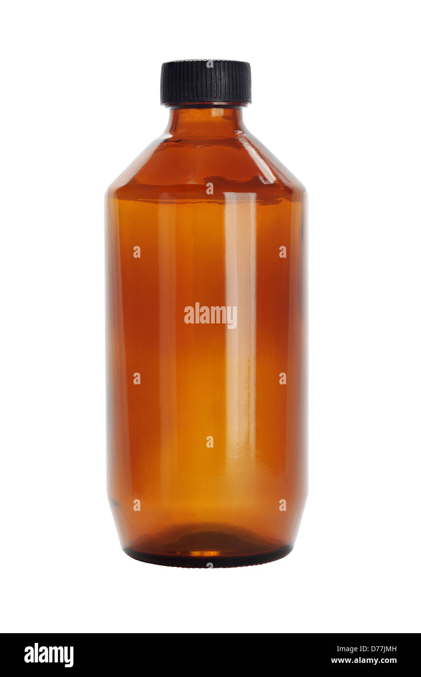 Brown Medicine Bottle On White Background Stock Photo