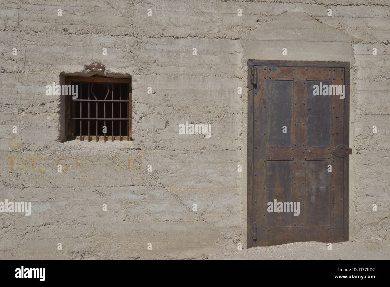 Jail bars at Rhyolite, Death Valley Stock Photo