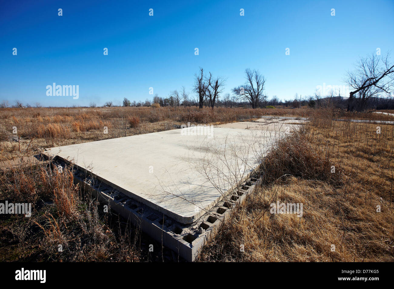 USA Oklahoma Picher Foundational concrete slab house destroyed by