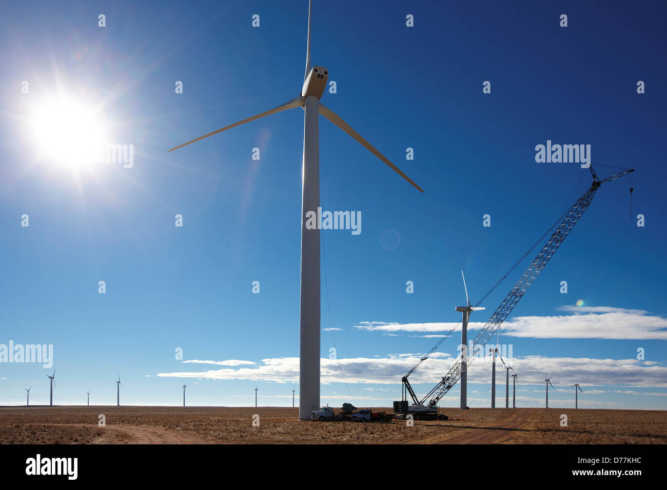 USA Colorado Pawnee National Grassland Wind turbine maintenance crane