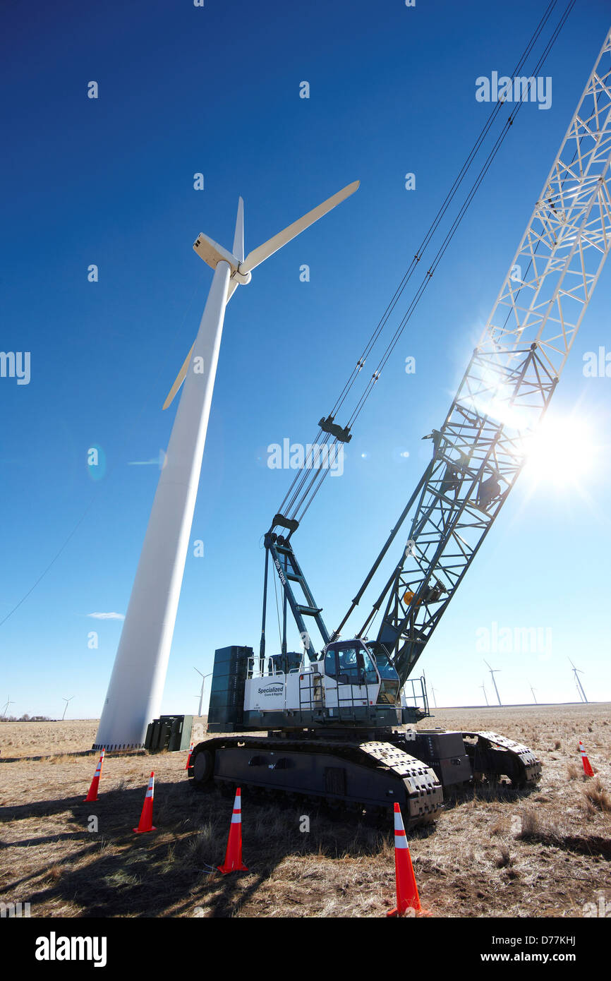 USA Colorado Pawnee National Grassland Wind turbine maintenance crane