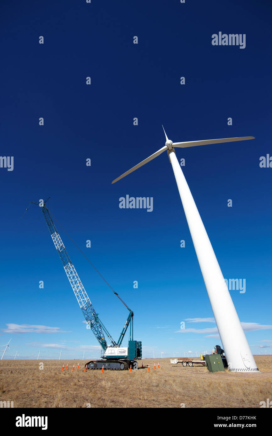 USA Colorado Pawnee National Grassland Wind turbine maintenance crane