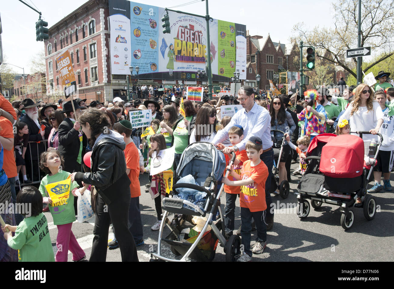 60th annual 'Great Parade' for the Jewish festival of Lag B' Omer in the Crown Heights section of Brooklyn, April 28, 2013. Stock Photo