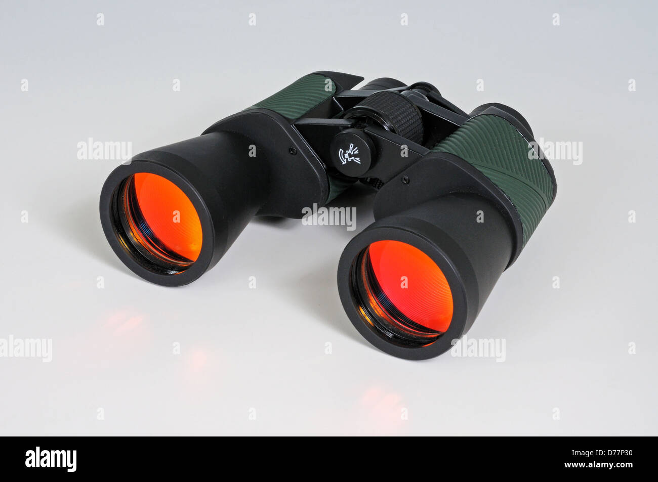 Binoculars with orange antiglare coated lenses Stock Photo Alamy