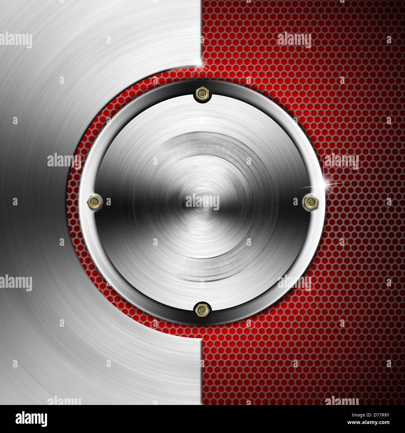 Red and metal business background with grid, hexagons, circles and ...