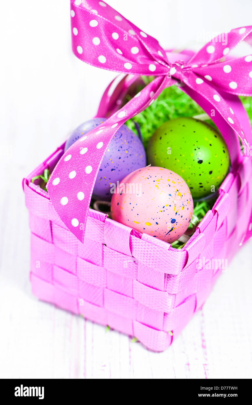 Set of 2 Decorated Easter Basket “ Grey Boy” Pink