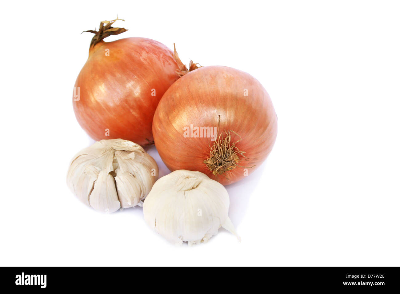 Onions and garlics isolated on white background Stock Photo - Alamy