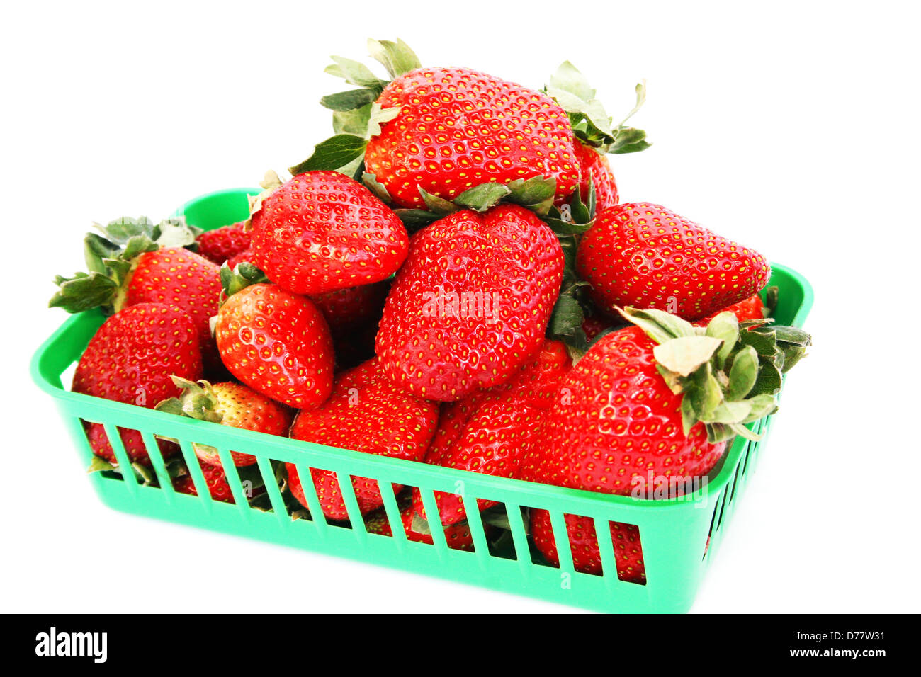 Strawberries in basket isolated on white background Stock Photo - Alamy
