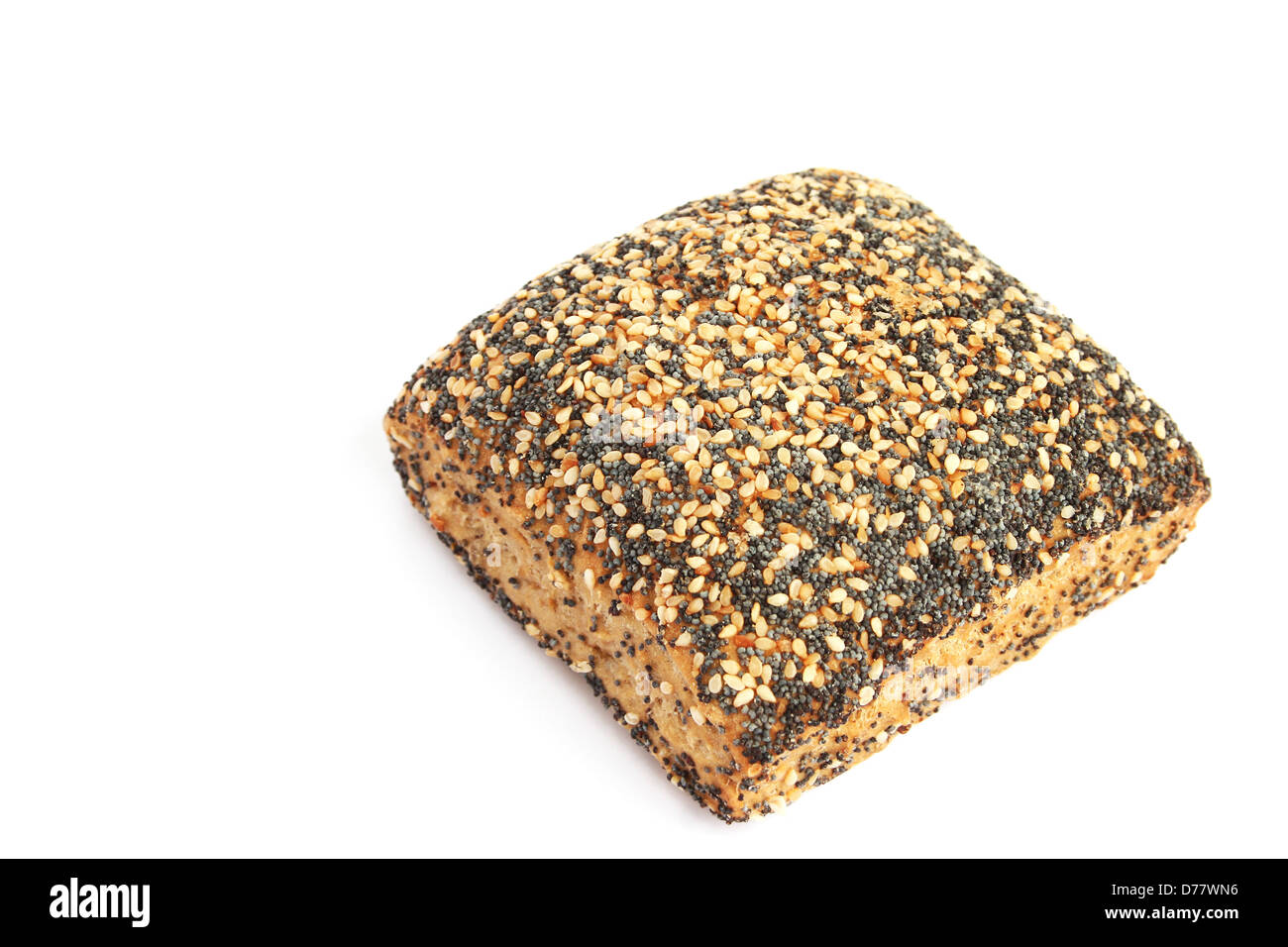 Bread with sesame and poppy seeds isolated on white background Stock ...