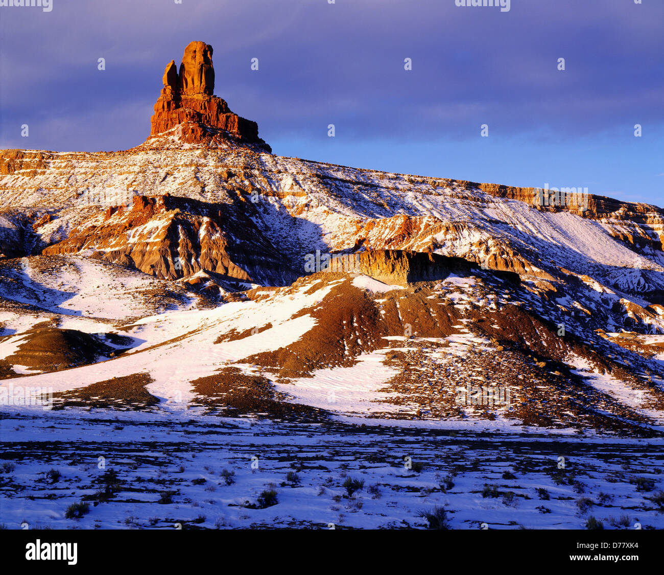 Winter view Owl Rock north Kayenta Navajo Reservation Arizona. Stock Photo