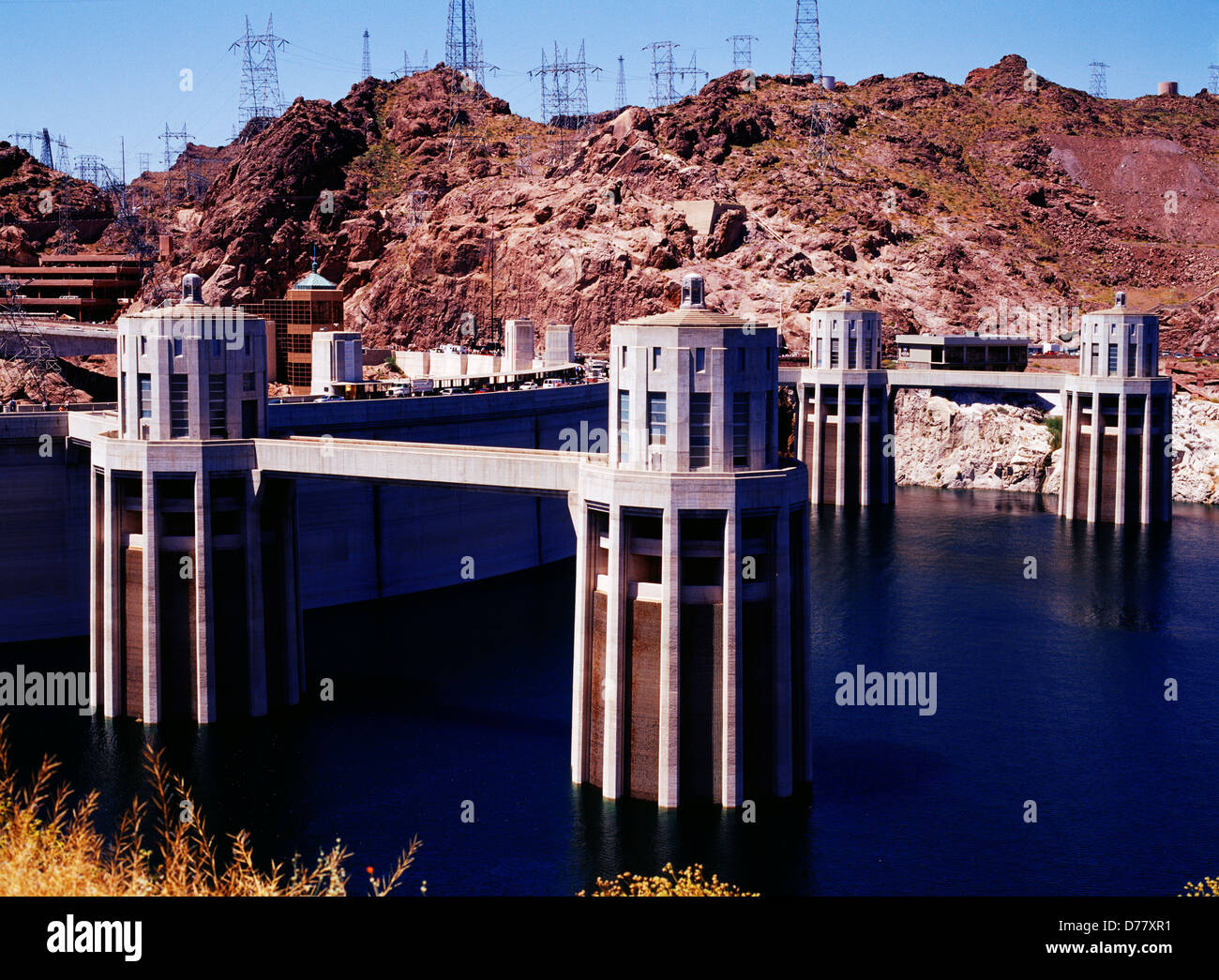 Hoover Dam impounding Colorado River creating Lake Mead Lake Mead National Recreation Area
