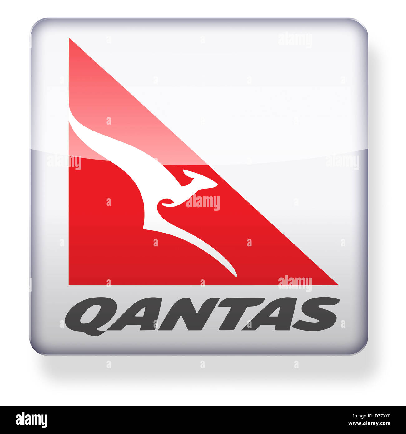 Qantas logo as an app icon. Clipping path included. Stock Photo