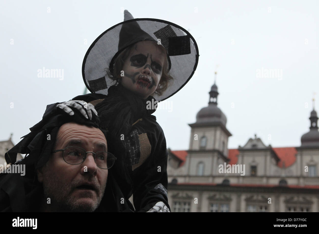 Celebration of the Witches' Night or the Burning of the Witches in Prague, Czech Republic, on April 30, 2013. Stock Photo