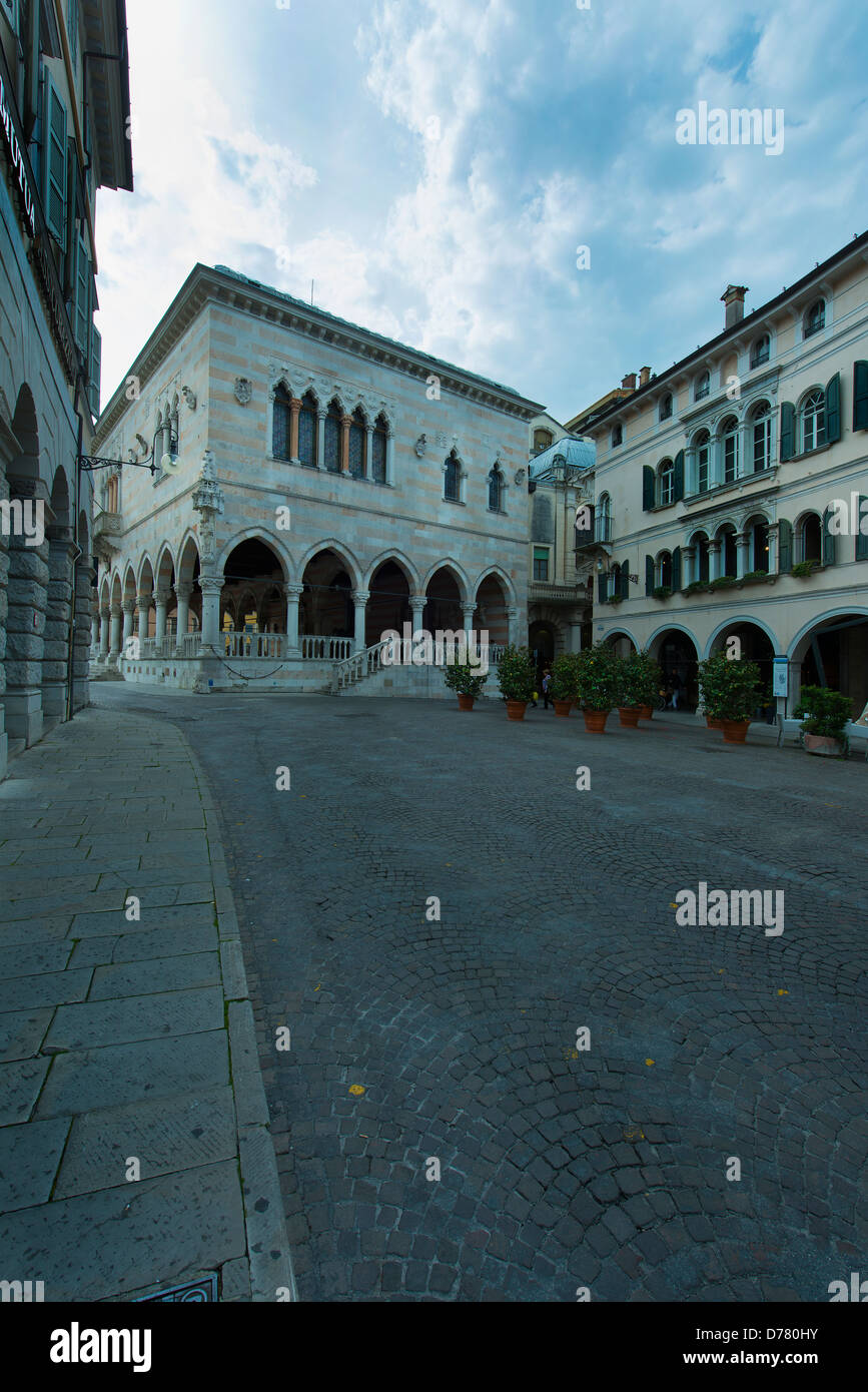 The City hall of Udine from via Mercatovecchio Stock Photo