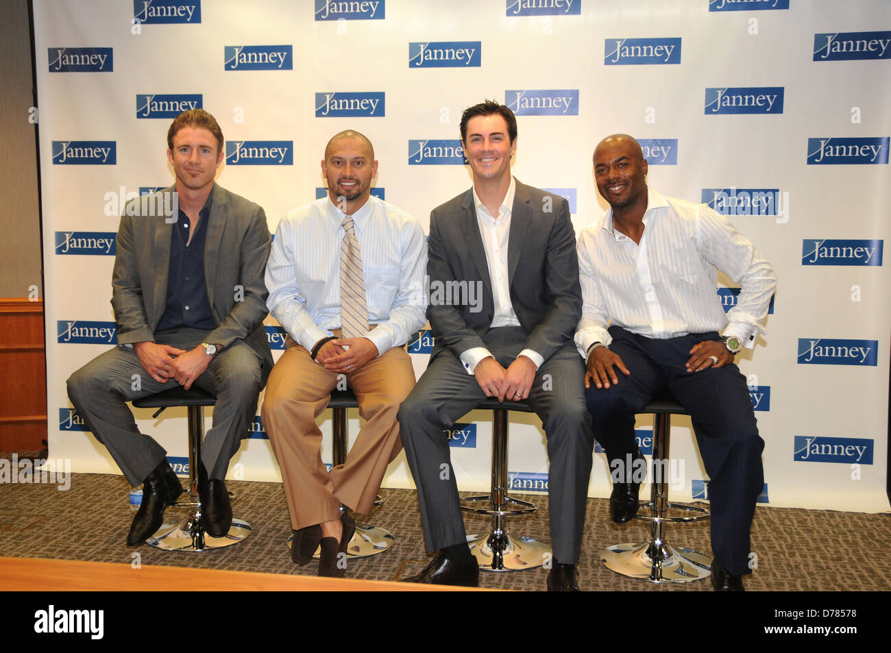 Shane Victorino, Cole Hamels, Jimmy Rollins and Chase Utley Phillies  Financial Day Charity Event in Philadelphia Philadelphia Stock Photo - Alamy