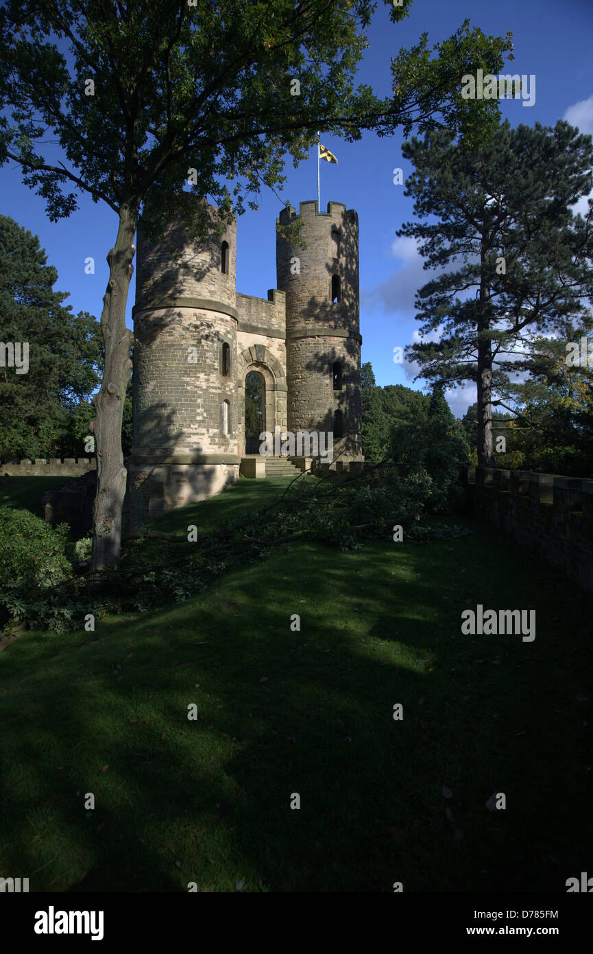 Stainborough Castle, a sham ruin constructed as a garden folly in the