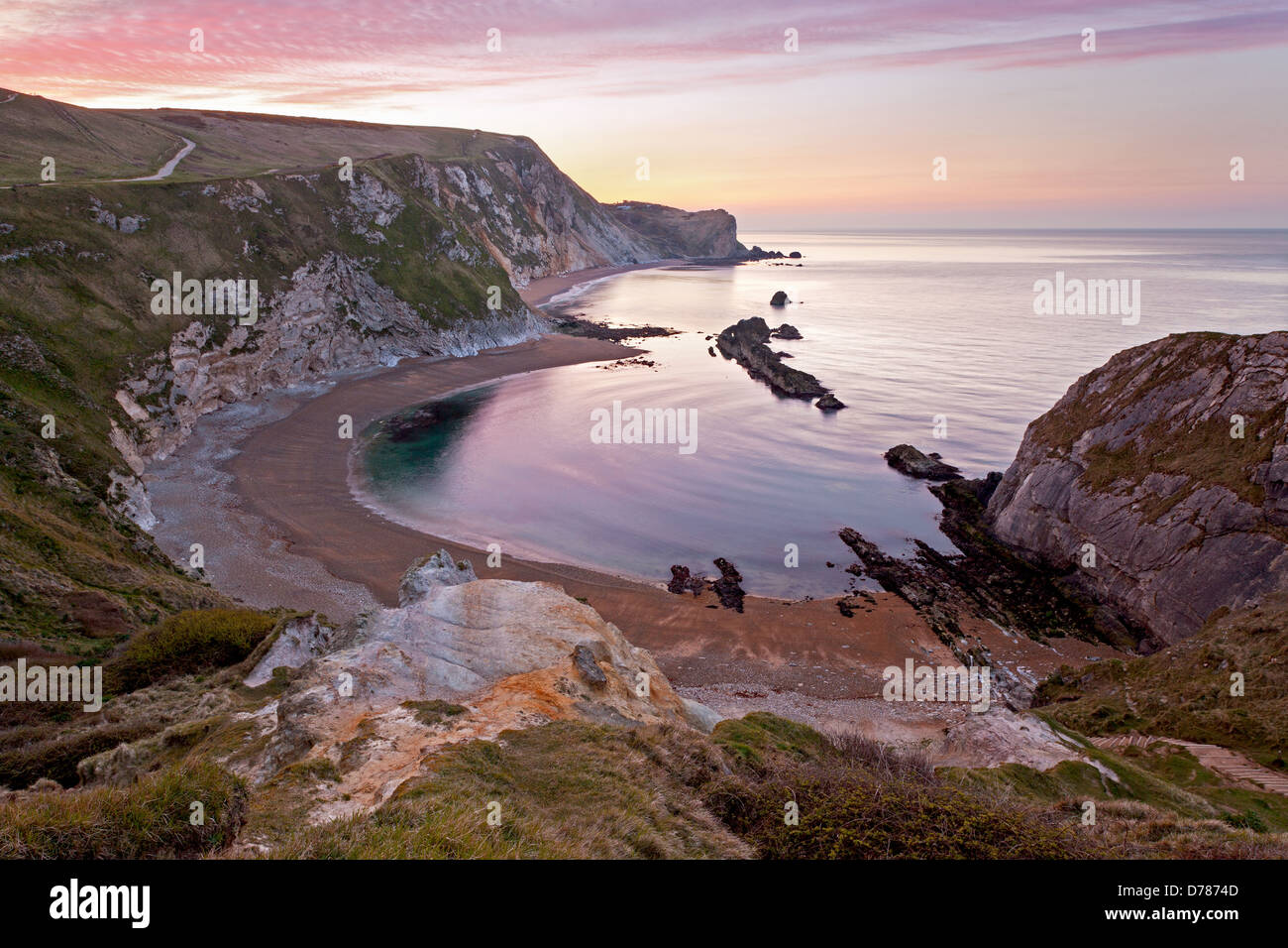 Man O' War cove in St Oswalds Bay near to Durdle Door on the World Heritage coast in Dorset, England. Stock Photo