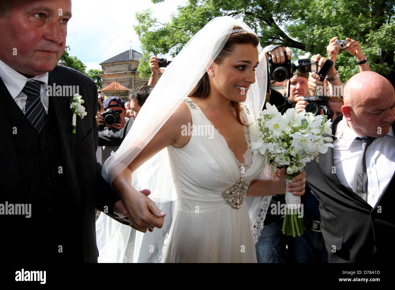 Alena Seredova arriving to The Church of St. Peter and St. Paul for her wedding ceremony Prague, Czech Republic - 16.06.11 Stock Photo